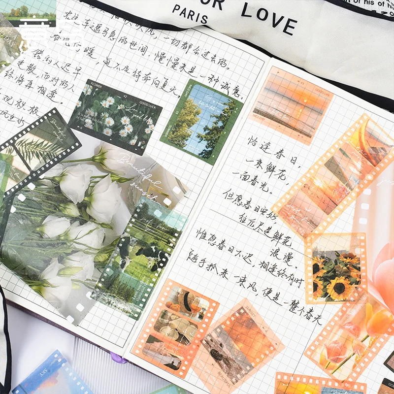 

30pcs/pcak Material Sticker Package Accompanying Light and Shadow Series Literary Ins Wind Hand Account DIY Material Stationery