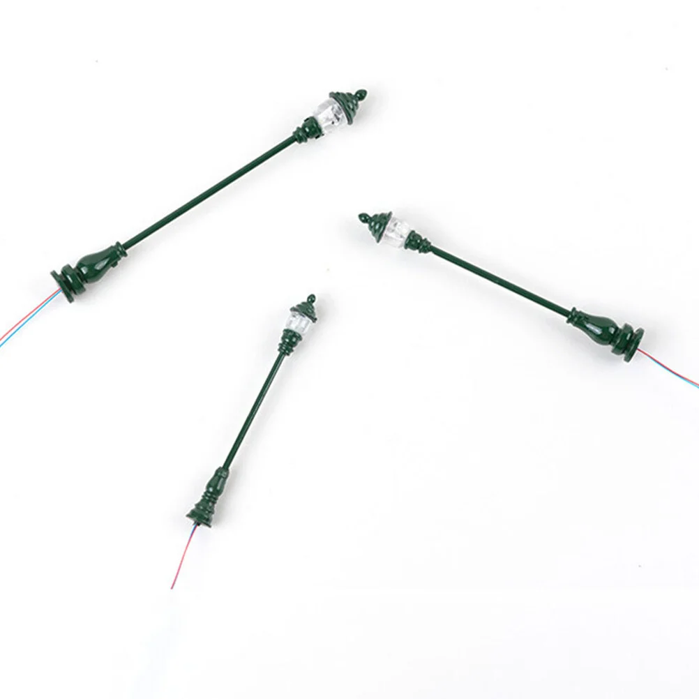 

4 Pcs Model Garden Light Small Street Lamp Mini Decor Post Miniatures Stainless Steel Plus Abs Decoration Child Kids