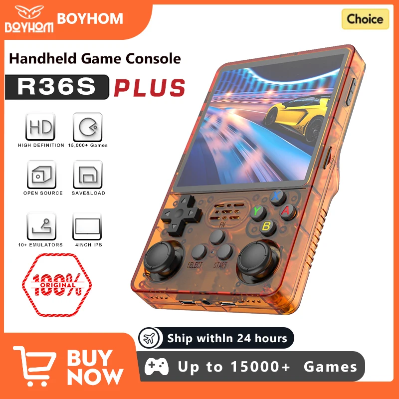 Фото BOYHOM NEW R36PLUS Система с открытым исходным кодом Ретро игровая портативная карманная консоль 4-дюймовый IPS-дисплей 720*720 Встроенный Wi-Fi подарок для детей №1