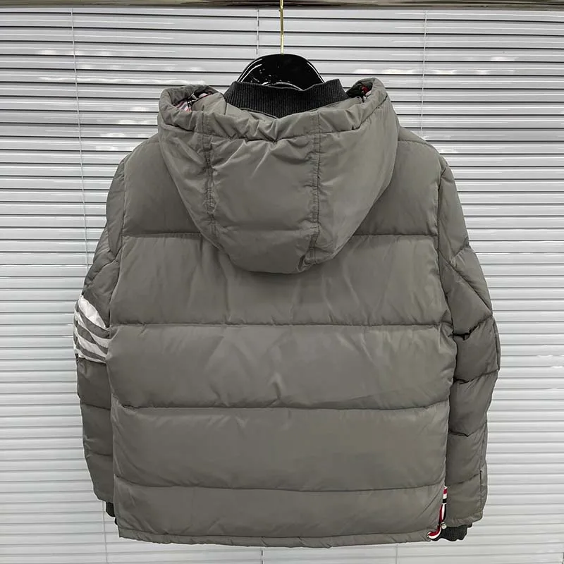 Men's White Duck Down Jacket Warm Hooded Grey Causal Business Women Jacket Coat Fashion Brand Classic Design Winter Outdoor Coat