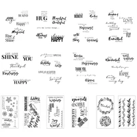 sentiments words clear silicone stamps happy day thankful gratitude phrase to one special stamps flower wreath seal 2022 new