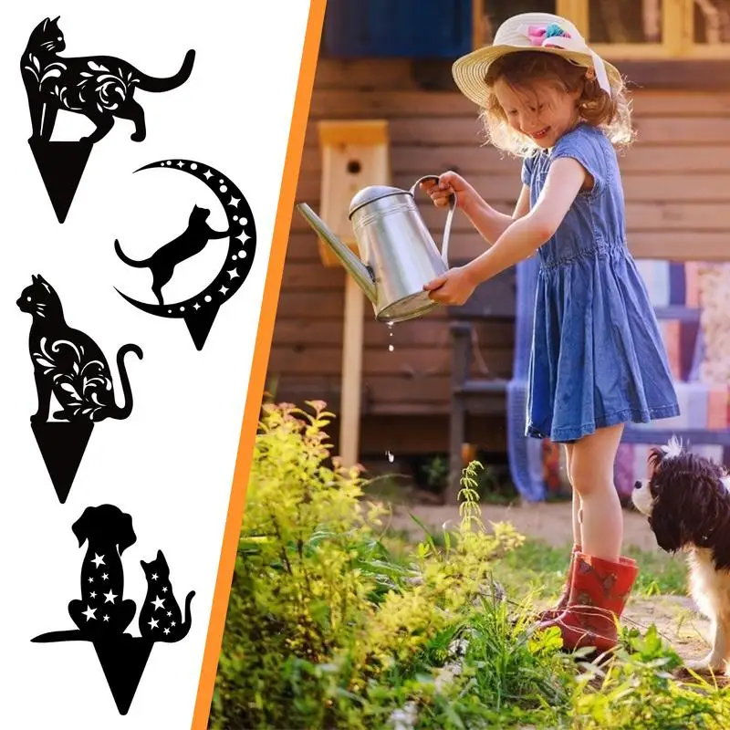 

Metal Cat Decorative Garden Statue Peg Stakes Cat Silhouette Garden Decoration Yard Ornament For Home Party Front Yard