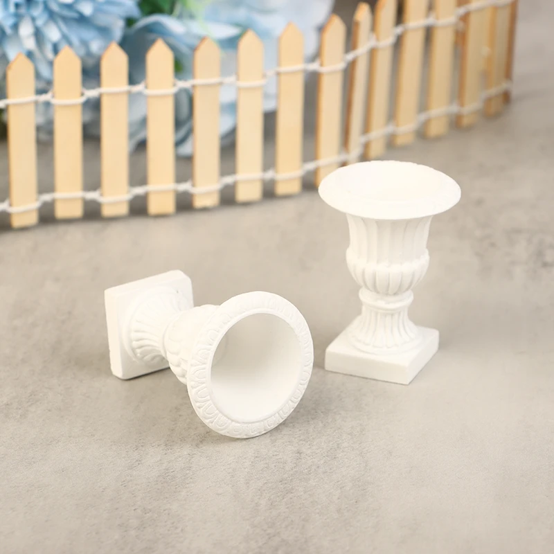 1 пара Миниатюрный белый цветочный горшок для кукольного домика в масштабе 1:12