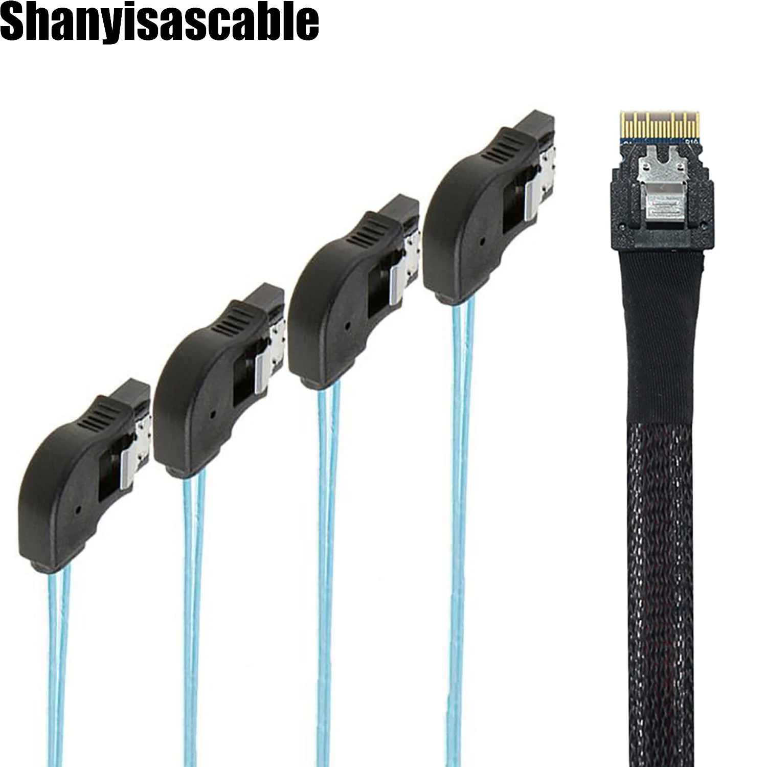 0 5 M PCI-E Ultraport Slimline SAS 4 38pin SFF-8654 4i до 4X SATA 7P Женский прямоугольный кабель