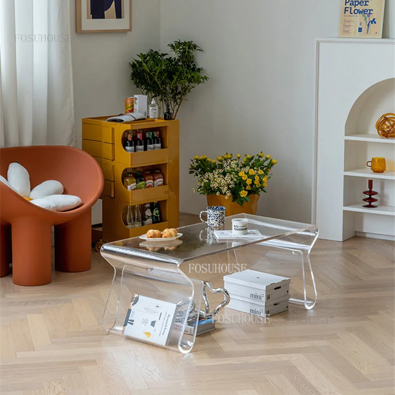 

Acrylic Coffee Table Transparent Coffee Tables Modern Minimalist Household Apartment Rectangular Living Room Storage Tea Table