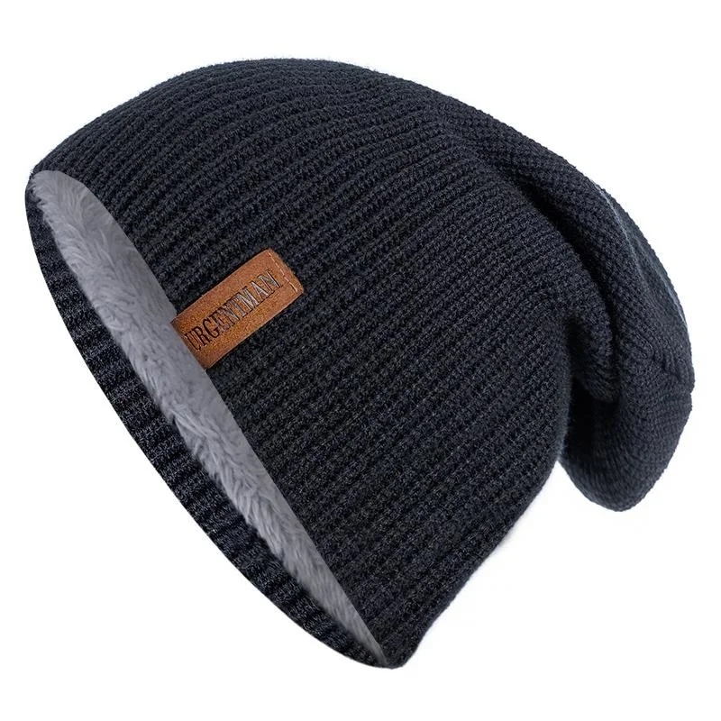 

New Unisex Letter Beanie Hat Leisure Add Fur Lined Winter Hats For Men Women Kp Warm Knitted Hat Fashion Solid Ski Bonnet Cap