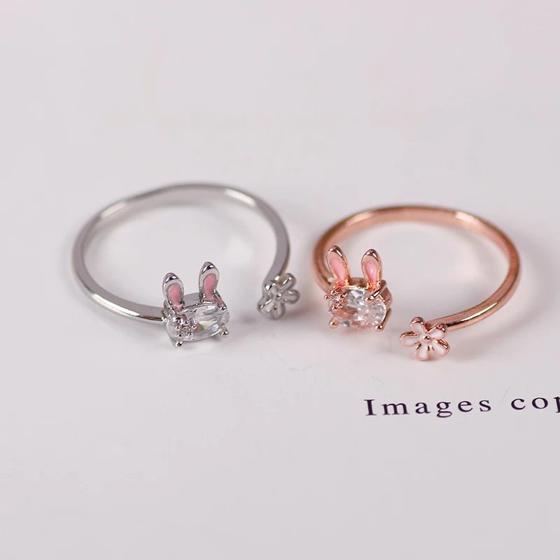 

2023 New Hot Selling Fashion Jewellery Women's Ring Cute Rabbit Animal Rings Opening Adjustable Metal Ring New Female Jewelry