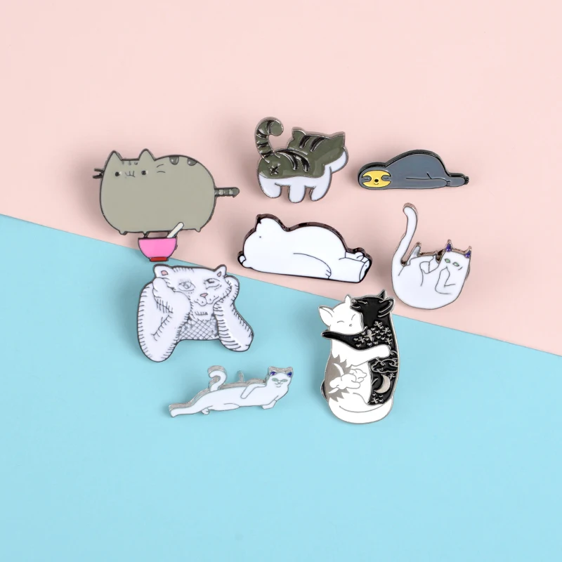 

Fun Animal Enamel Pin Custom Sloth Cat White Bear Brooch Clothes Bag Cartoon Lapel Pin Metal Badge Jewelry Gift Drop Shipping