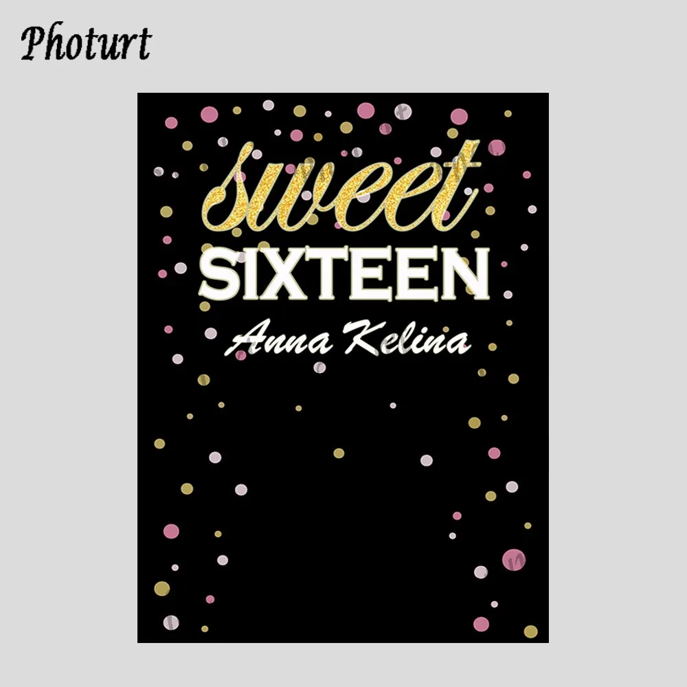 Фотофон сладкий 16-й день рождения для девочек фотографический фон золотые