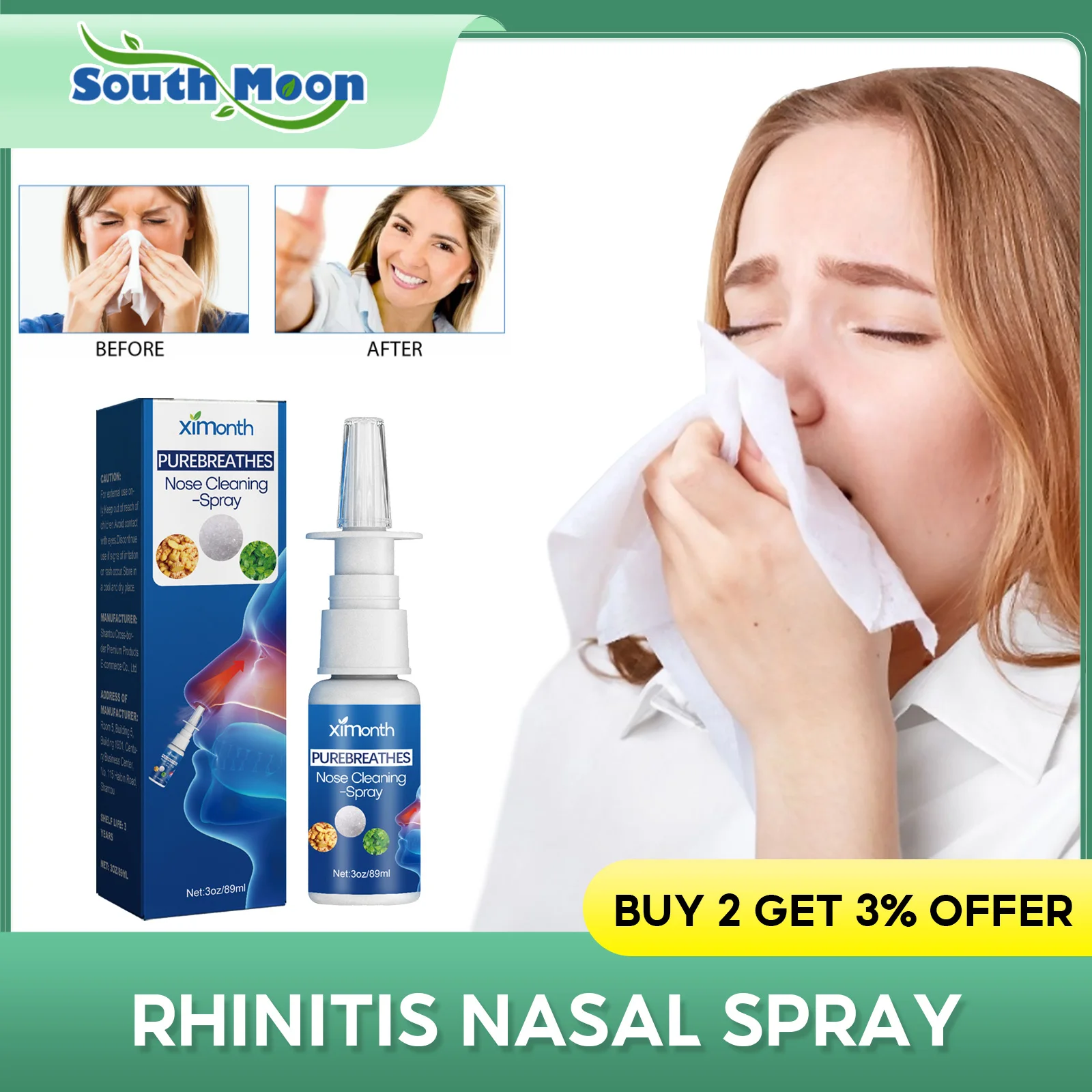 

Nasal Spray Chronic Rhinitis Sinusitis Treatment Nasal Congestion Anti Itching Sneeze Runny Nose Relief Allergic Rhinitis Spray