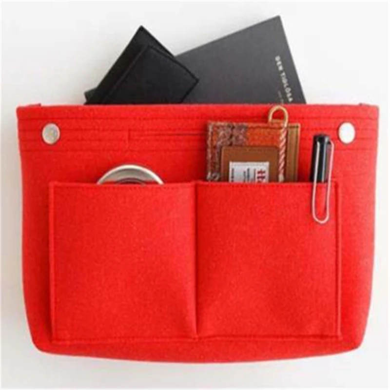 

1Pc Make Up Organizer Insert Bag For Handbag, Felt Bag With zipper, Travel Inner Purse, Fit Cosmetic Bags Hot Sale