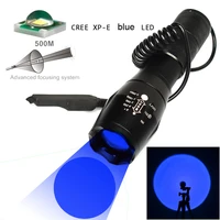 led blue light strong light tactical wire controlled mouse tail switch ultra bright long range telescopic focusing flashlight