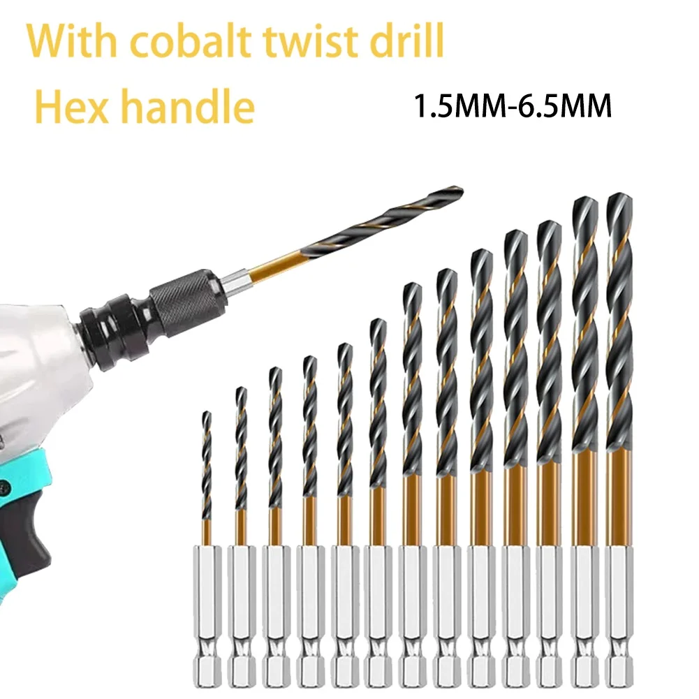 

New HSS High Speed Steel Titanium Coated Drill Bits Set 1/4 Hex Shank 1.5mm-6.5mm Hexagonal Handle Twist Drill 2023