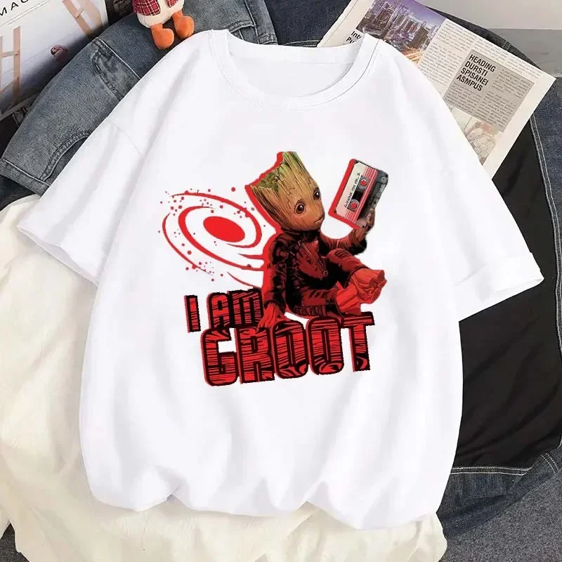 Футболки с принтом Marvel Groot футболка рисунком Диснея летняя женская короткими