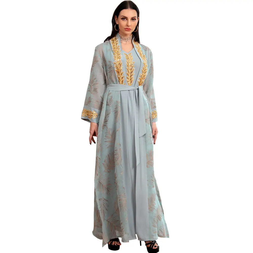 Moroccan Kaftan Caftan Muslim Evening Dresses A-line V-neck Long Sleeves Applique Beading Dubai Arabic Turkey Abaya Islamic Gown