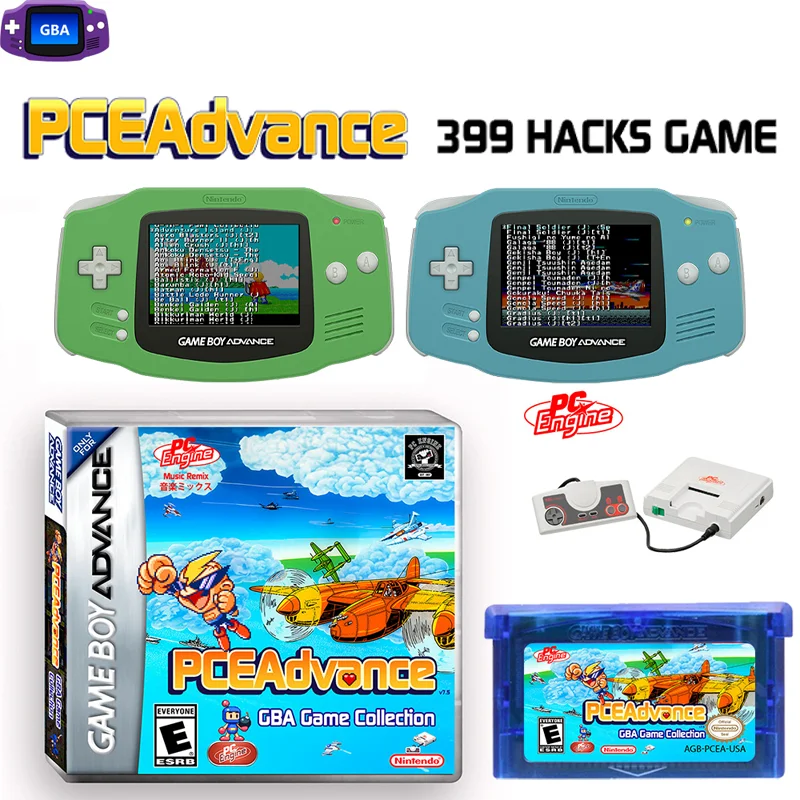 

399 в 1 PCEAdvance Hacks игра коллекция GBA игровая кассета PCEngine игра симулятор английский японский классический детские игрушки