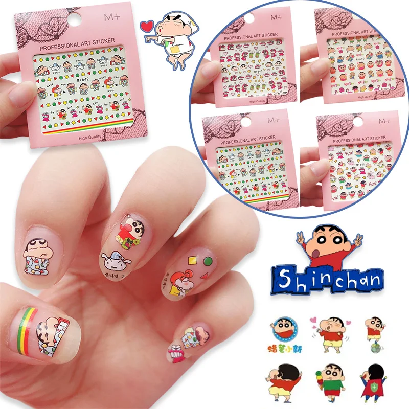

4pcs Crayon Shin-chan Cartoon Nail Stickers Girl Nail Jewelry DIY Decoration Parts Waterproof Paste Nail Art Sticker Anime Gift