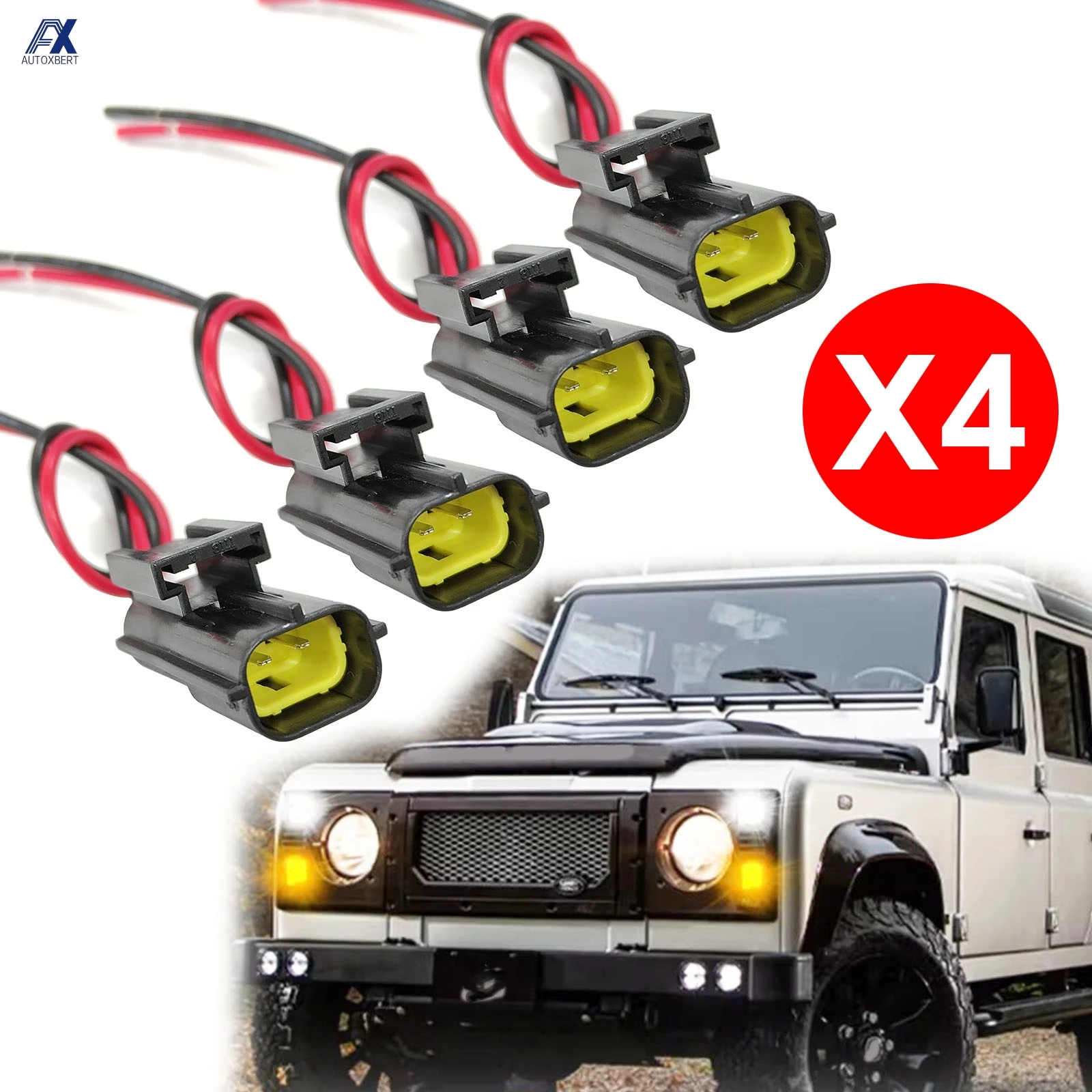 

4x для Land Rover Defender 90 110 130 2-контактный 2-контактный разъем жгута проводов, обновленная вилка светодиодной лампы
