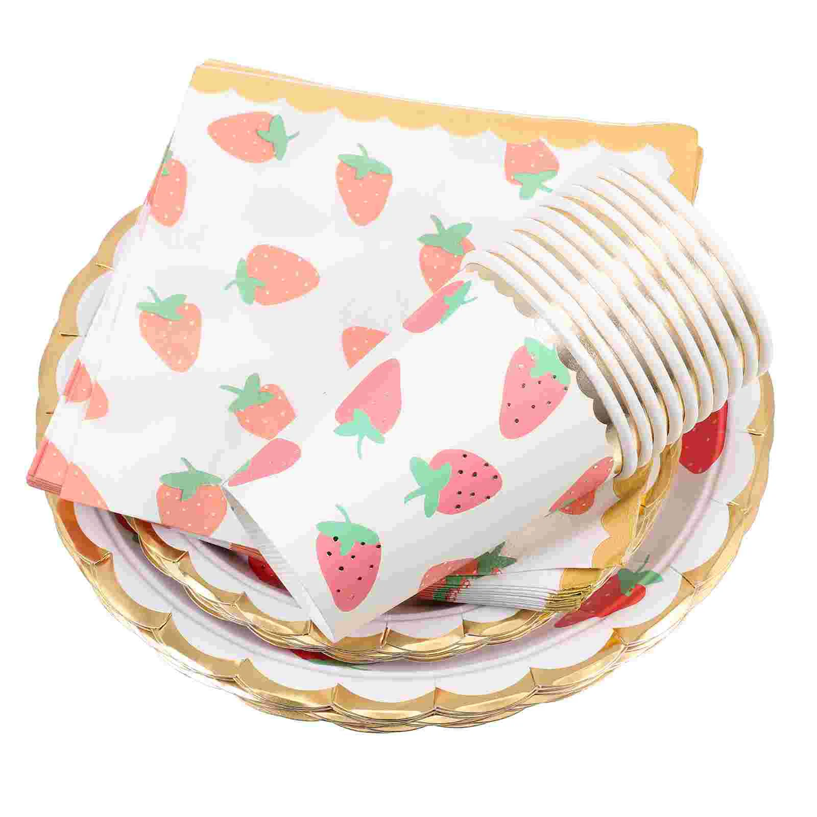 

Party Plates Strawberry Decorations Tropical Birthday Napkins Luau Lemon Supplies Paper Shortcake Fruit Tableware Summer Pool