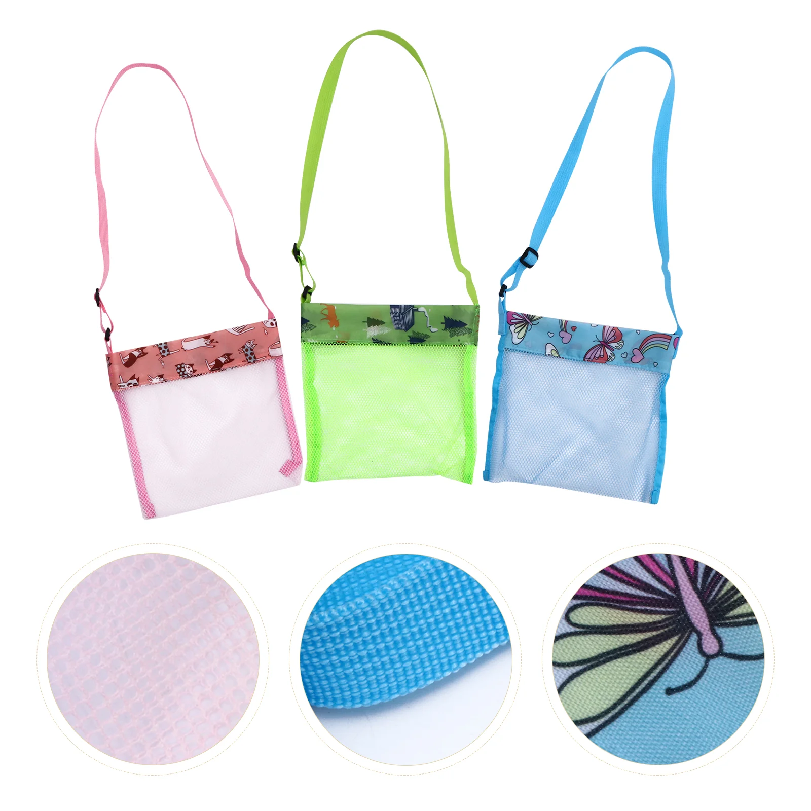 

3Pcs Beach Bag Children Boys Multipurpose Mesh Net Fruit Vegetable Pouch Shell Pouch