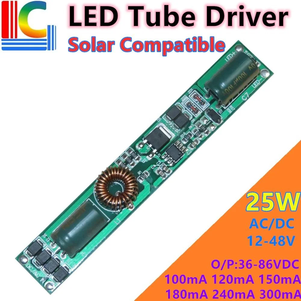 

Solar compatible LED Tube Driver 12V 24V 36V 48V Boost Power Supply 100mA 120mA 150mA 180mA 240mA 300mA T5 T8 T10 transformer