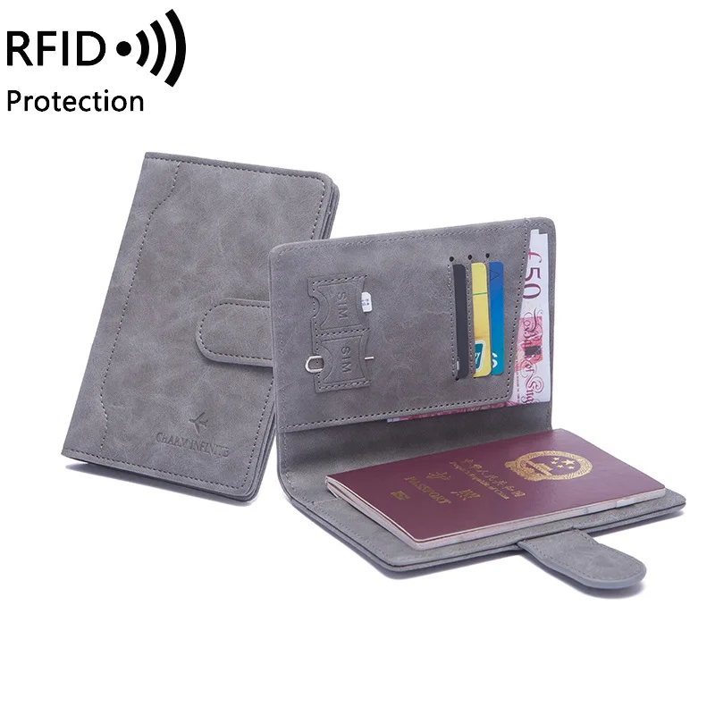

RFID Travel Passport Cover Wallet Holder Simple Buckle Short Ultra-thin Ticket Holder for Men Women Travel Fundas De Pasaporte