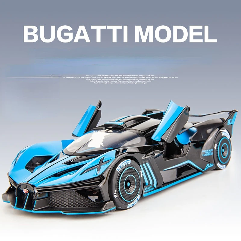Diecast 1/24 Skala Bugatti Bolide Sport Auto Modell Legierung Spielzeug Vehicled Sammlung Kinder Mini Autos Sound Licht Kinder Spielzeug Geschenk