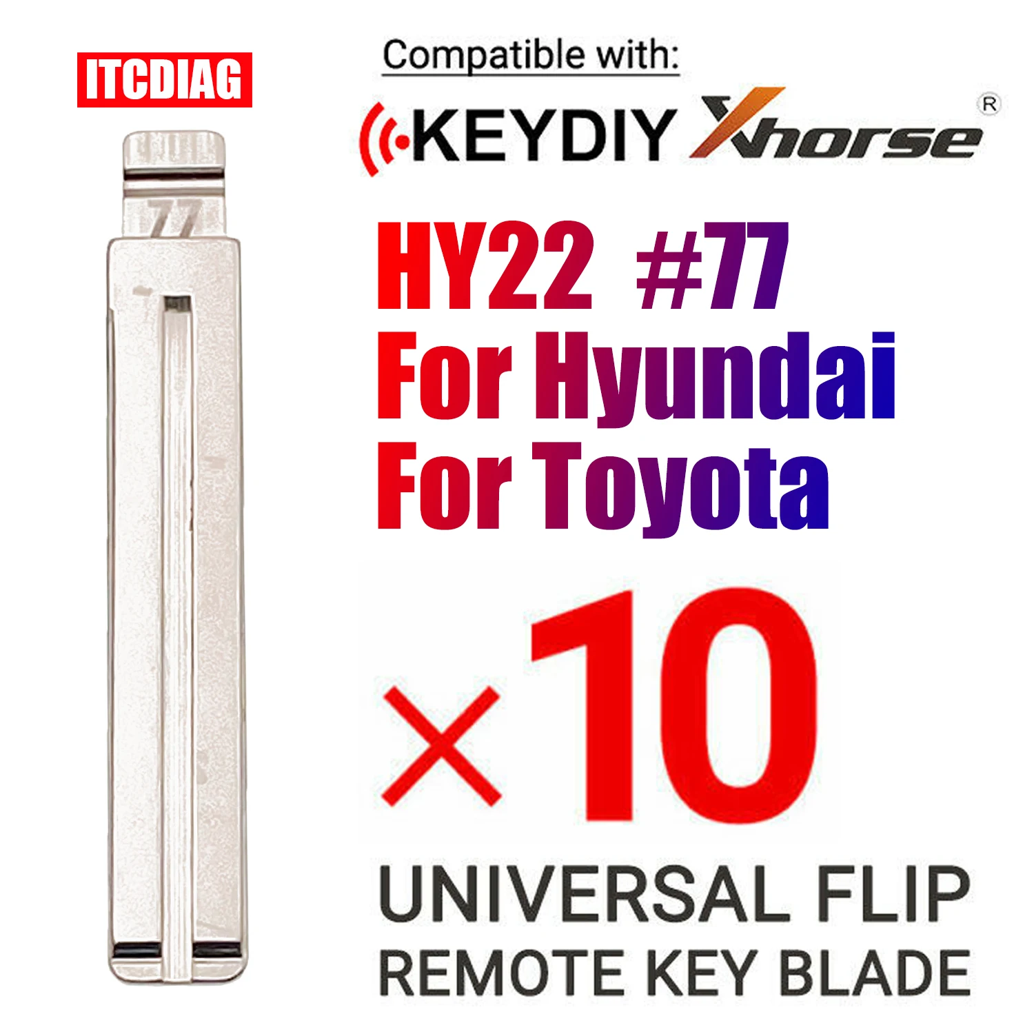 

10Pcs/Lot 77# Uncut Metal NO.77 HY22 TOY40 TOY48 for Hyundai Kia Lexus Toyota Key Blade for KD keydiy xhorse VVDI universal
