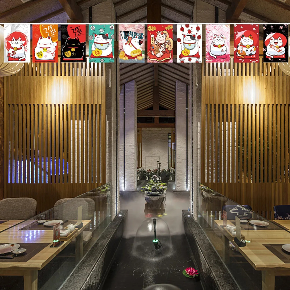 

Japanese Style Lucky Cat Hanging String Flag Festive Banners Izakaya House Decor