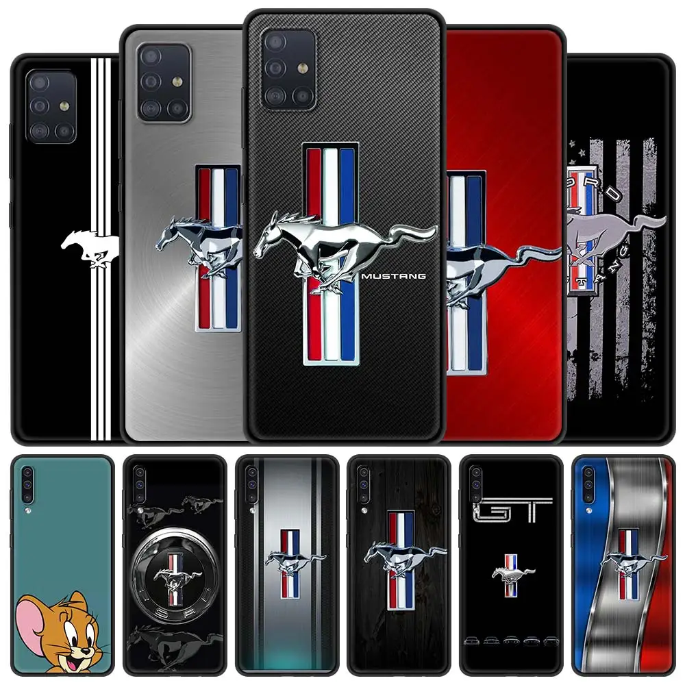

Case for Samsung Galaxy A12 A51 A52 A50 A32 A31 A71 A70 A72 A21s A02s A22 A10 A41 A11 Phone Bags Cover mustang car logo Shell
