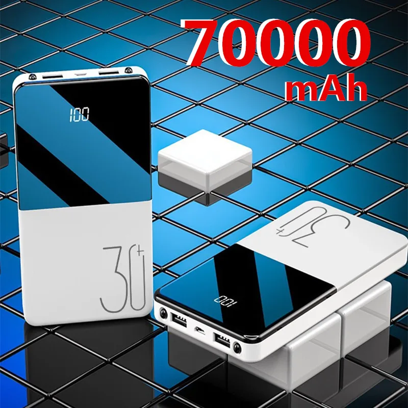 Портативное зарядное устройство 70000 мА портативное 10000 2 USB Внешнее для iPhone 12 Pro Xiaomi