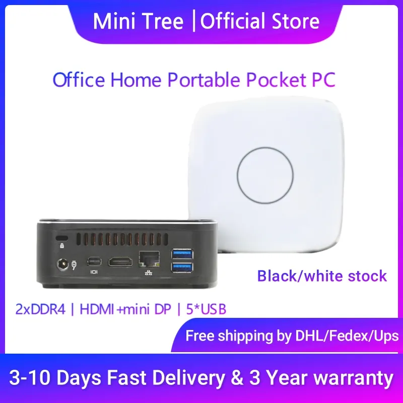 

Mini PC Intel Core i3 6100U 2xDDR4 M.2 SSD Pocket Computer With Fan HD-MI DP Dual Display Windows 11 Pro Student Office