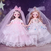 30cm dolls manga face wedding dress 12 inch makeup dressup bjd cute colorful anime eyes doll 21 movable joints girls toys gift
