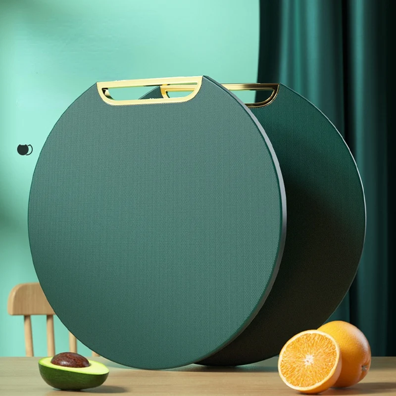 

Thickened Gold-plated Cutting Board Anti-mildew Non-slip PE Plastic Round Rotatable Green Sticky Board Pad Kitchen Cutting Board