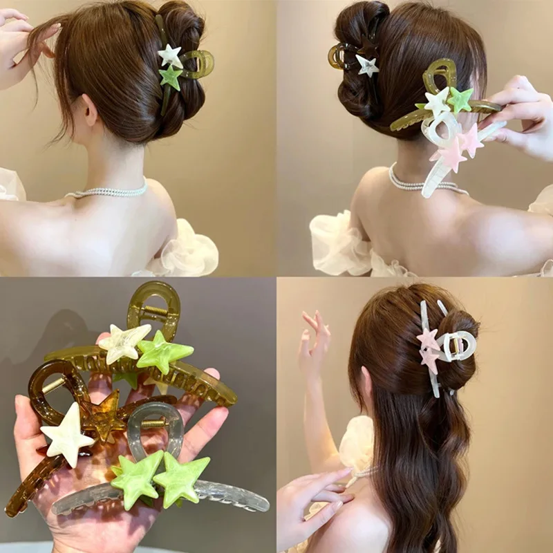 

Новинка заколка для волос с пентаграммой летняя большая заколка для конского хвоста с косами элегантная заколка для волос в ванну модный го...