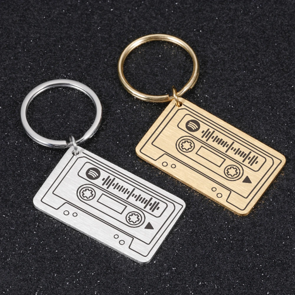 Customized Spotify Scan Code Keychain Pendant Men Women Boys Girls Gift Matte Stainless Steel Keychains Spotify Song Music Code