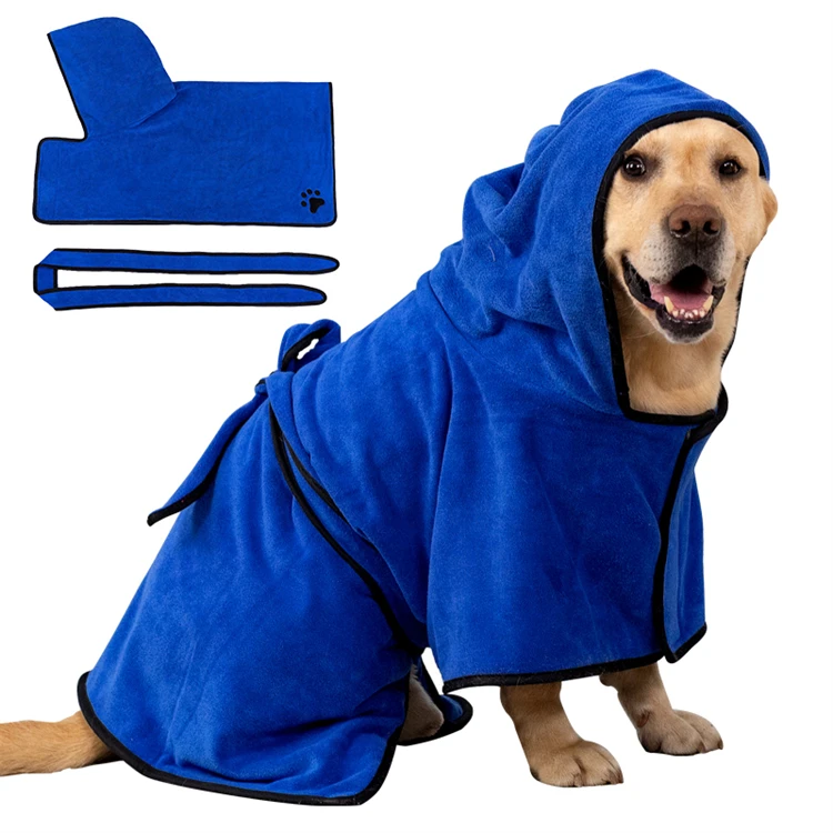 Hot Sale 100% Microfiber Dog Drying Towel Robe 400gsm Soft Super Absorbent with HoodBelt Eco-friendly Pet Cleaning Bathing
