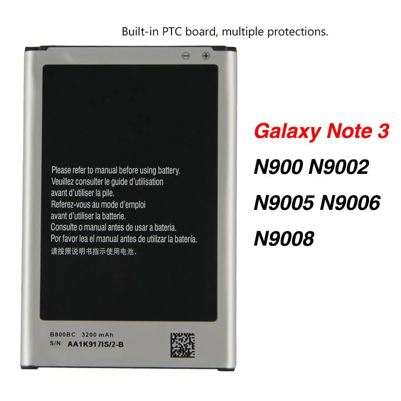

Оригинальный высококачественный аккумулятор B800BC для Samsung GALAXY NOTE 3 N9006 N9005 N900 N9009 N9008 N9002 B800BE NFC 3200 мАч