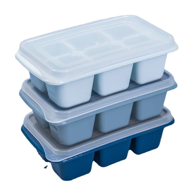 Шесть с крышкой для изготовления льда силиконовая форма коробка морозильная