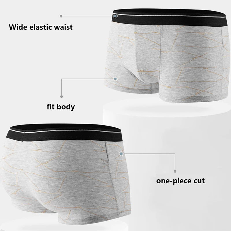 Mens Boxer Cotton Underwear Boxers Male Underpants Male Panties Breathbale U Convex Pouch Men Printing Shorts Free Shipping 4PCS