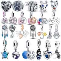 925 sterling silver charms animal paw footprints beads cat love heart charms fit original pandora beads bracelet silver jewelry