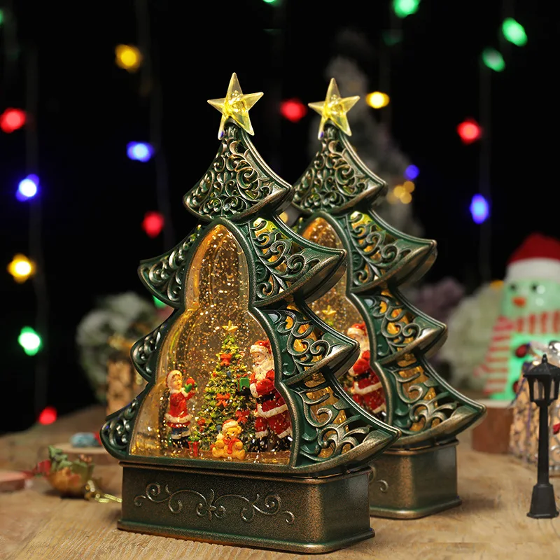 

2024 Christmas Christmas Tree Music Box Snowman Snowflake Music Box Crystal Ball Snow Children's Birthday Gift Decoration