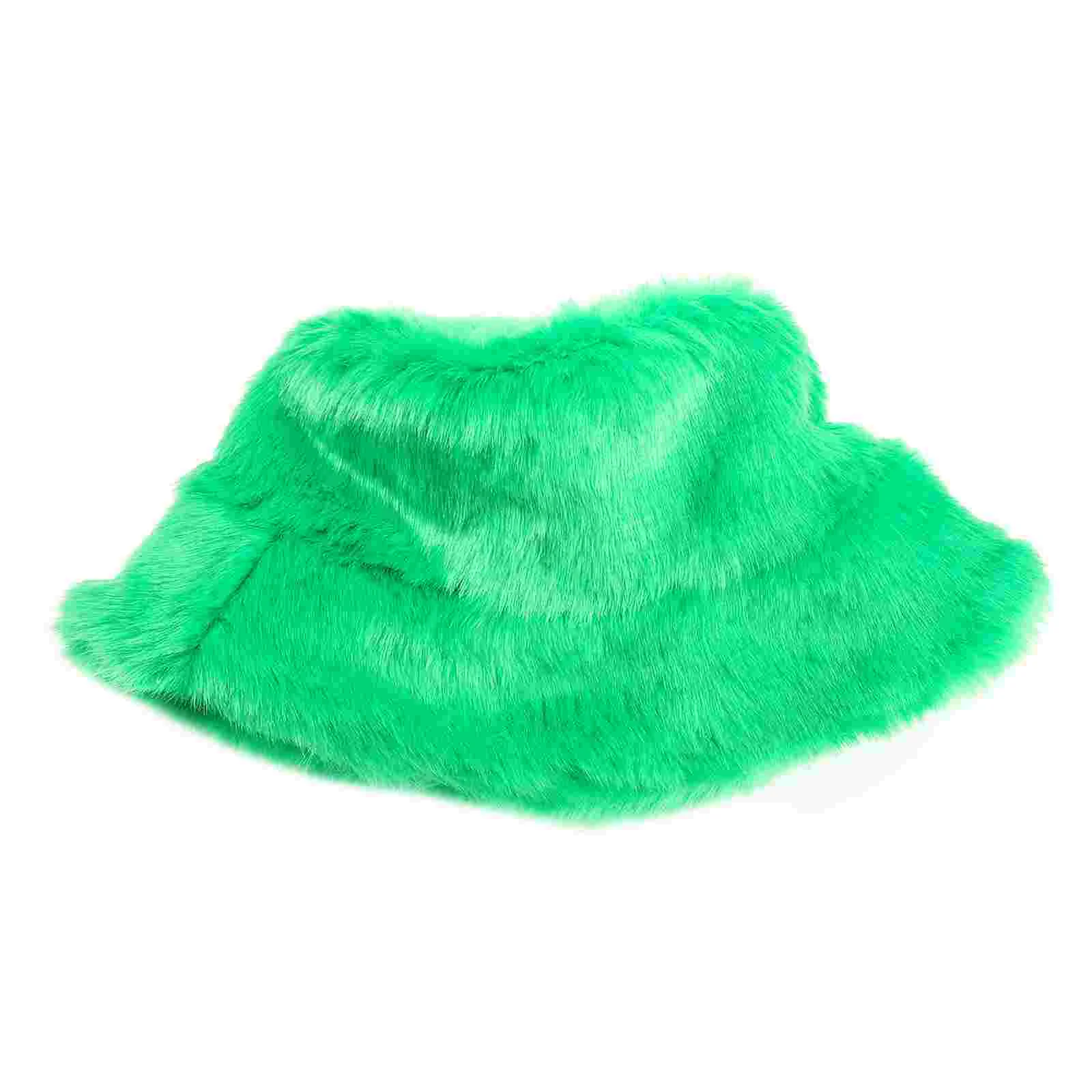 

Hat Fur Faux Bucket Caps Warmdecorative Fishermen Day Fuzzy Favors Party Stpatrick Head Hatsartificial Carnival