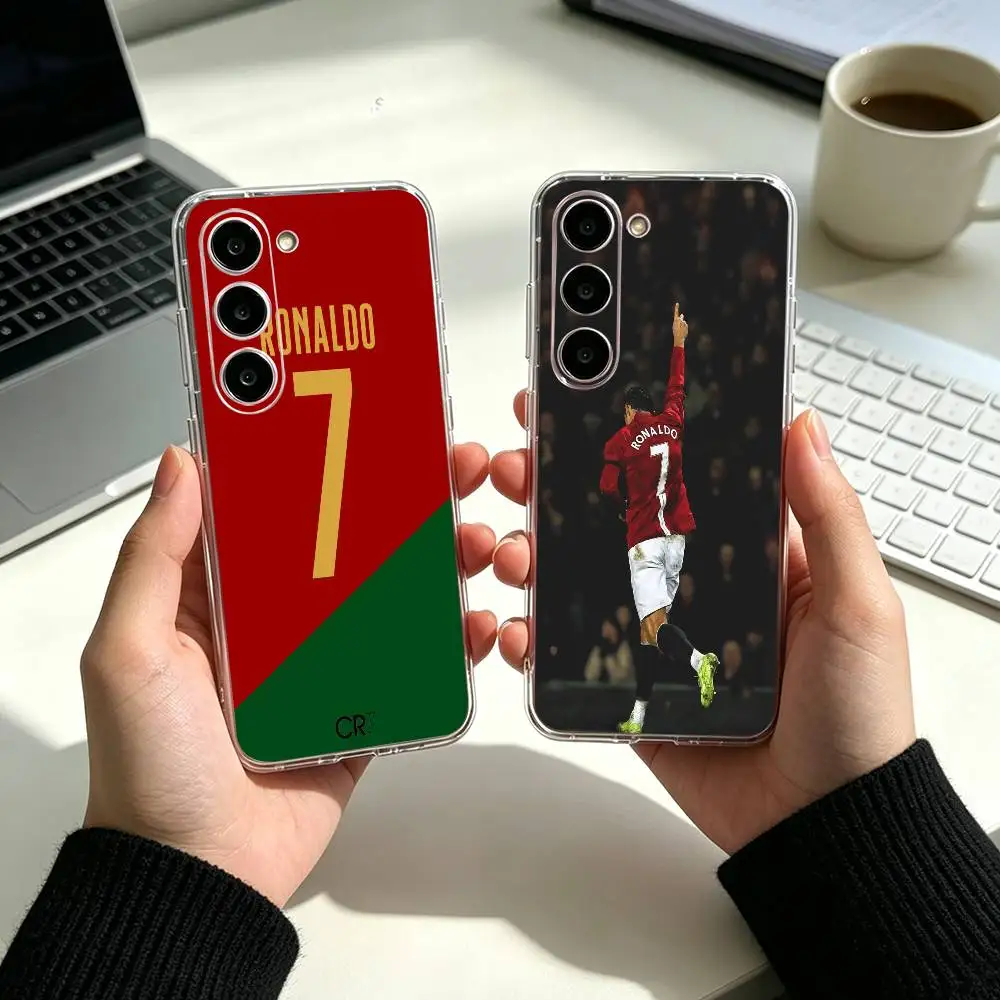 Фото Чехол для телефона Football For CR7 R-Ronaldo 7 для Samsung A71 A55 A51 A52 A35, прозрачный силиконовый чехол для телефона №1