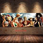 Японское аниме One Piece соломенная шляпа Луффи Пиратская Картина на холсте плакаты и принты Настенная роспись картина для детской комнаты домашний декор