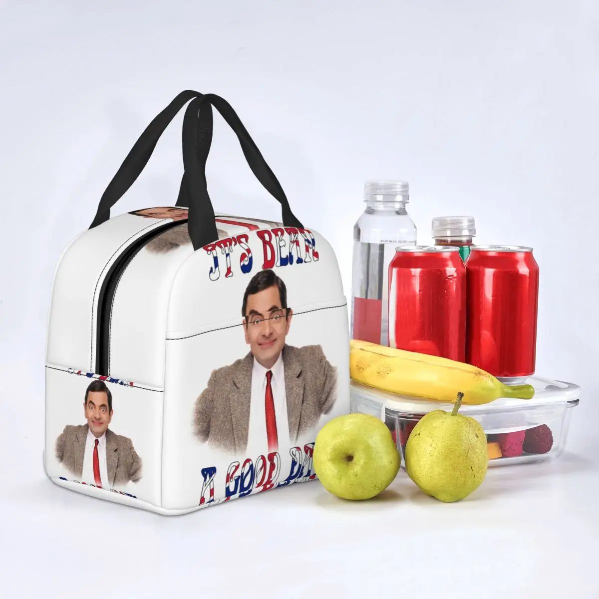 Custom Mr Bean British Cartoon Animated Tv Lunch Bag Men Women Thermal Cooler Insulated Lunch Boxes for Adult Office images - 6