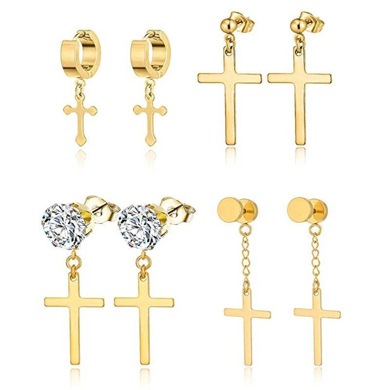 

4 пары, серьги-гвоздики из нержавеющей стали