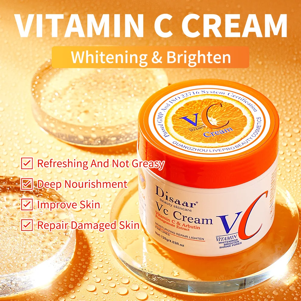 

Disaar 120g Vitamin C Whitening and Brightening Face Cream for Women Hydrating Pore Reduction Anti-aging Facial Skincare Product
