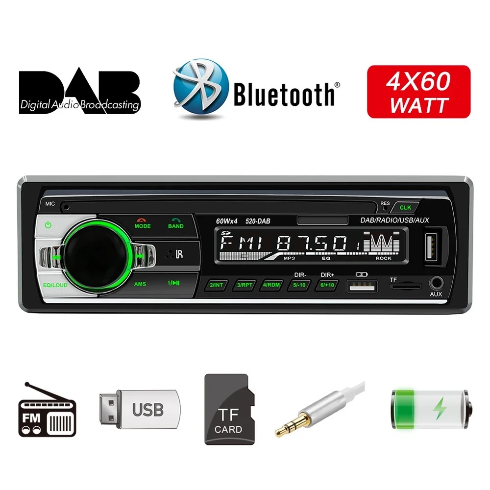 

Car Radio Stereo Upport DAB/AM/FM Aux Input Receiver SD USB 520-DAB 12V In-dash Car MP3 USB Multimedia Autoradio Player