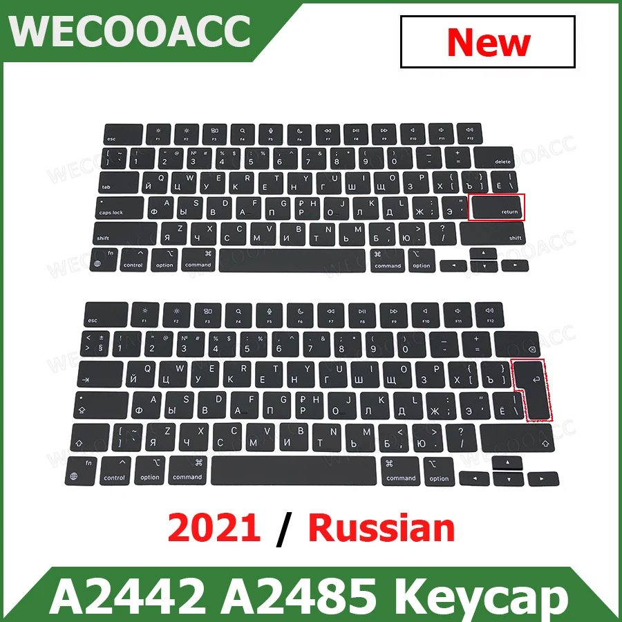 

New Russian Keycaps Keys Key Cap For Macbook Pro M1 Pro Max Retina 14" 16" A2485 A2442 Keyboard Repair Late 2021